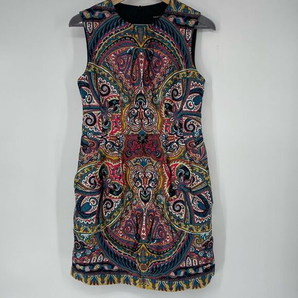 Nanette‎ Lepore Gotham Stakes Silk Paisley Sleeveless Mini Dress - Picture 1 of 10
